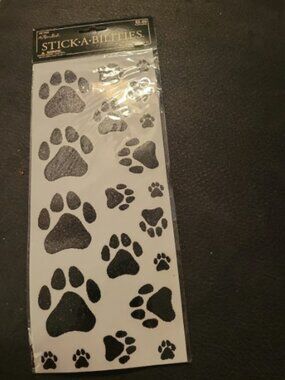 Black dog paw print stickers